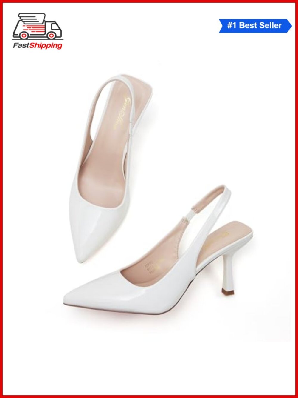 ✨ Slingback Kitten Heel Pointed Closed Toe Stiletto Pumps Slip On Elastic Strap